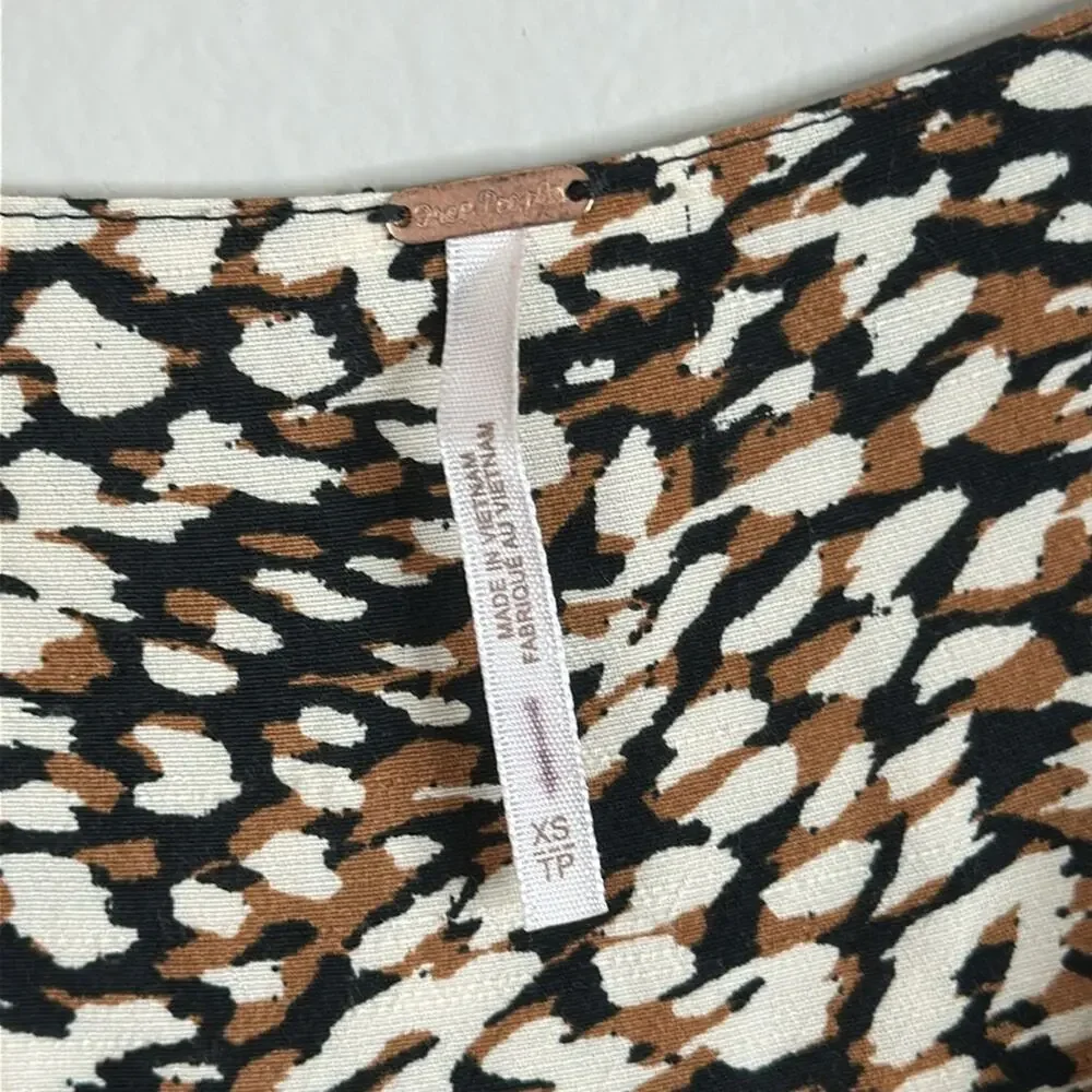 Free People French Quarter Printed Mini Wrap Dress Boho Ruffle Animal Print XS